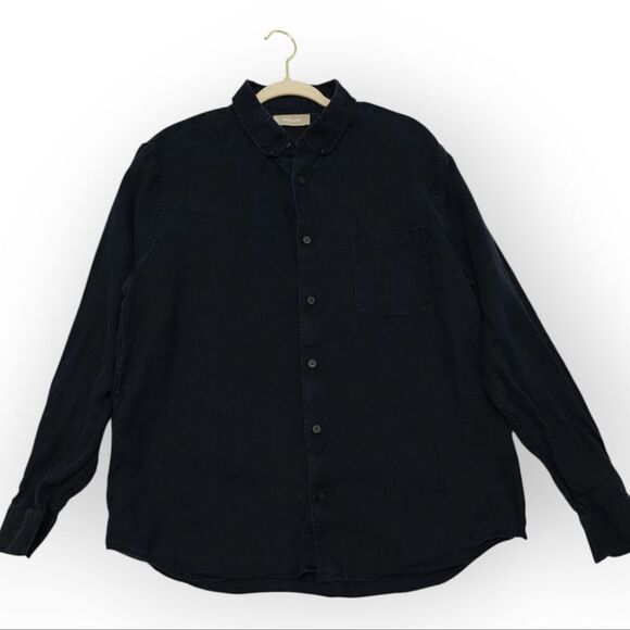 Everlane 100% Linen Men's Navy Casual Button Down Shirt Size L - Picture 4 of 9